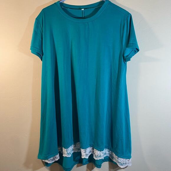 Green Summer Top Short Sleeve Size XXL - Picture 2 of 8